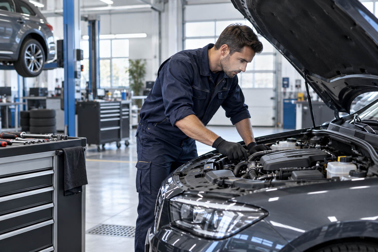Car service · workshop blue template background