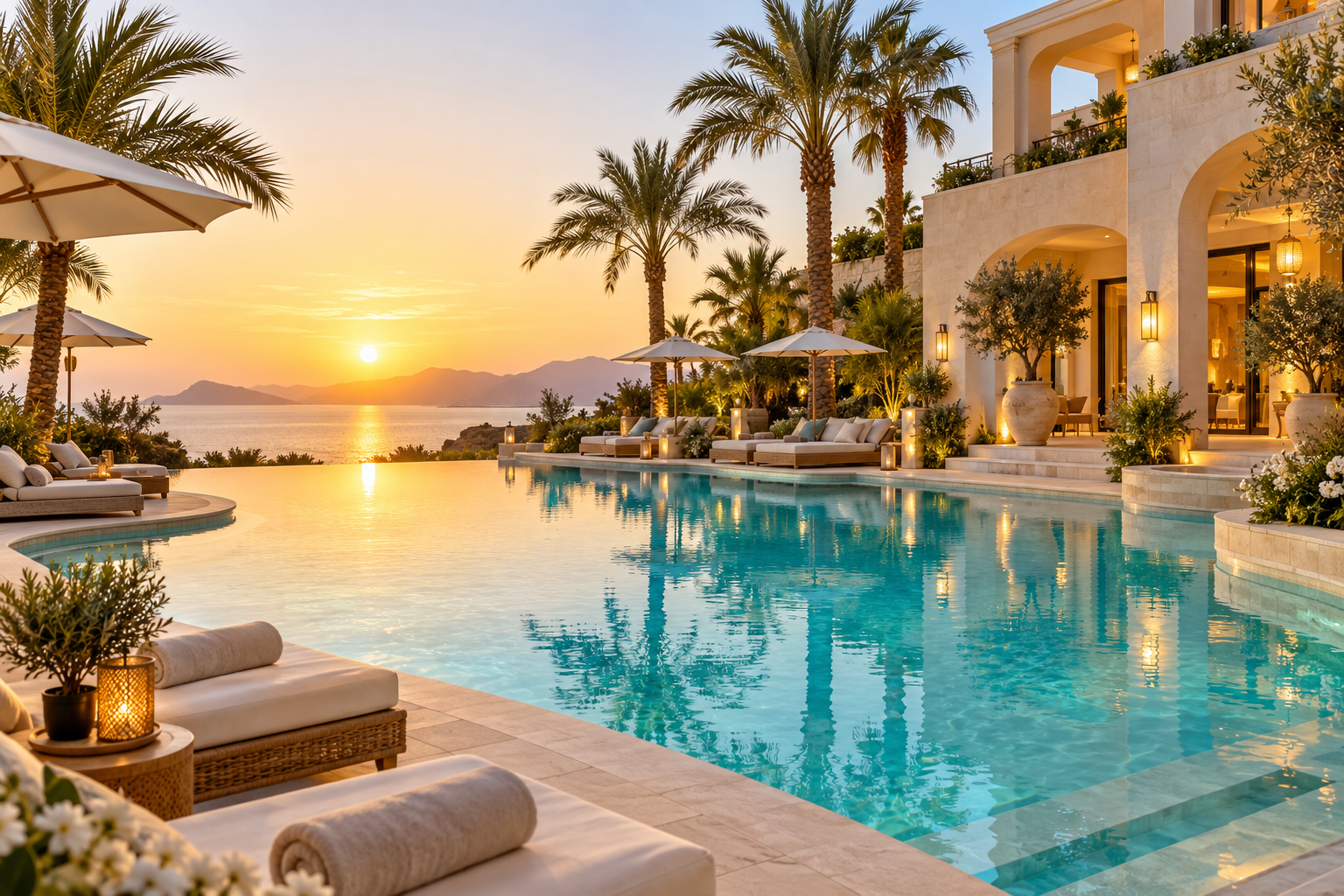 Hotel welcome · golden sunrise — design background for a Hotels & Hospitality QR code template