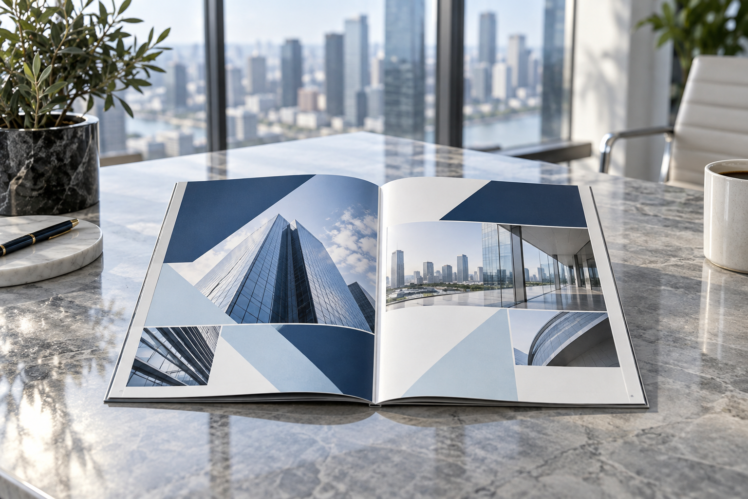 Company profile & brochure · photo — design background for a Downloads & Resources QR code template