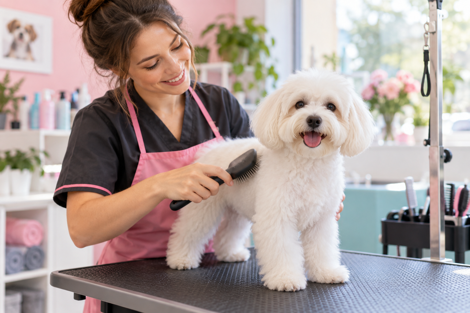 Pet grooming · photo — design background for a Pets & Animals QR code template