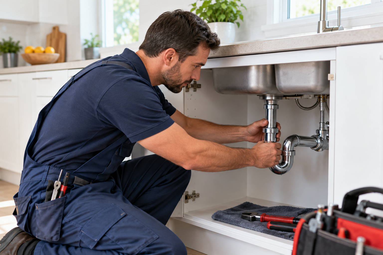 Plumbing & electrical · photo — design background for a Home Services QR code template